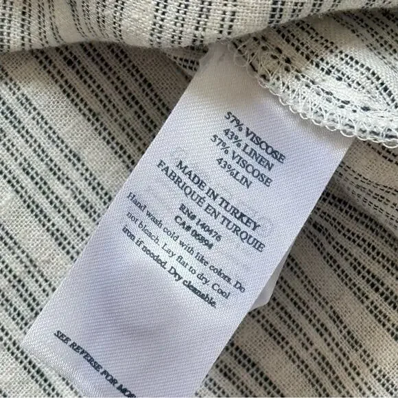 Faherty Naomi Grey Striped Long Sleeves Button Down Linen Blend Shirt Size Small - Picture 9 of 10
